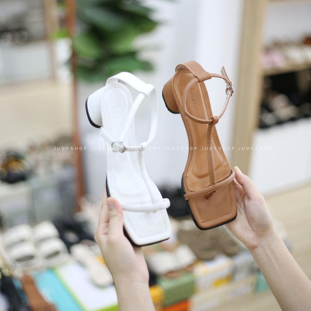 Giày Sandal Judy Quai Ngang Chữ T Dây Thanh Mảnh Cao 4p