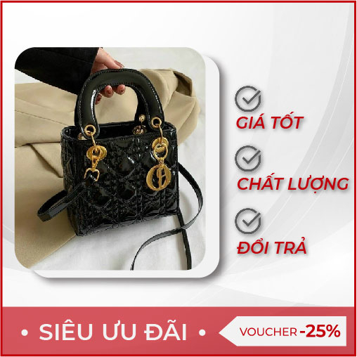 TÚI DI.OR DA BÓNG LÌ SIZE 18 DÂY DA PHỐI XÍCH VÀNG