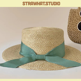 [ HÀNG LOẠI 1 ]-Mũ cói đi biển gaucho raffia dây nơ kẻ sành điệu