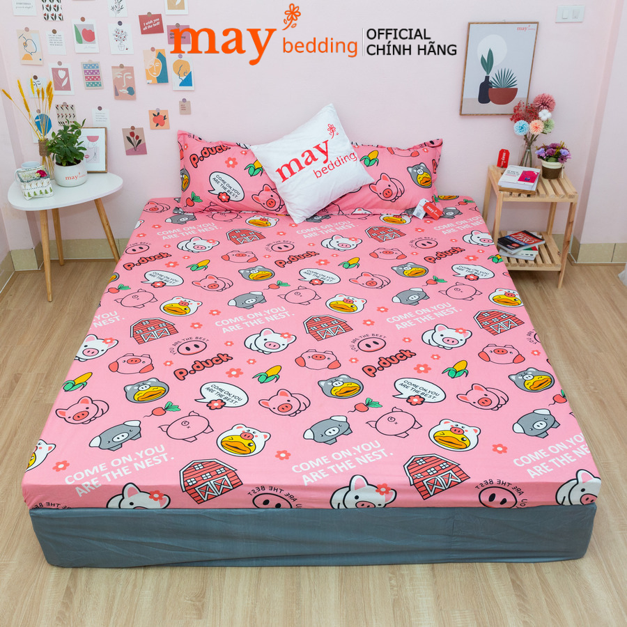 Bộ ga và vỏ gối nằm Maybedding cỡ bọc đệm 1m2 2m giường đơn poly cotton