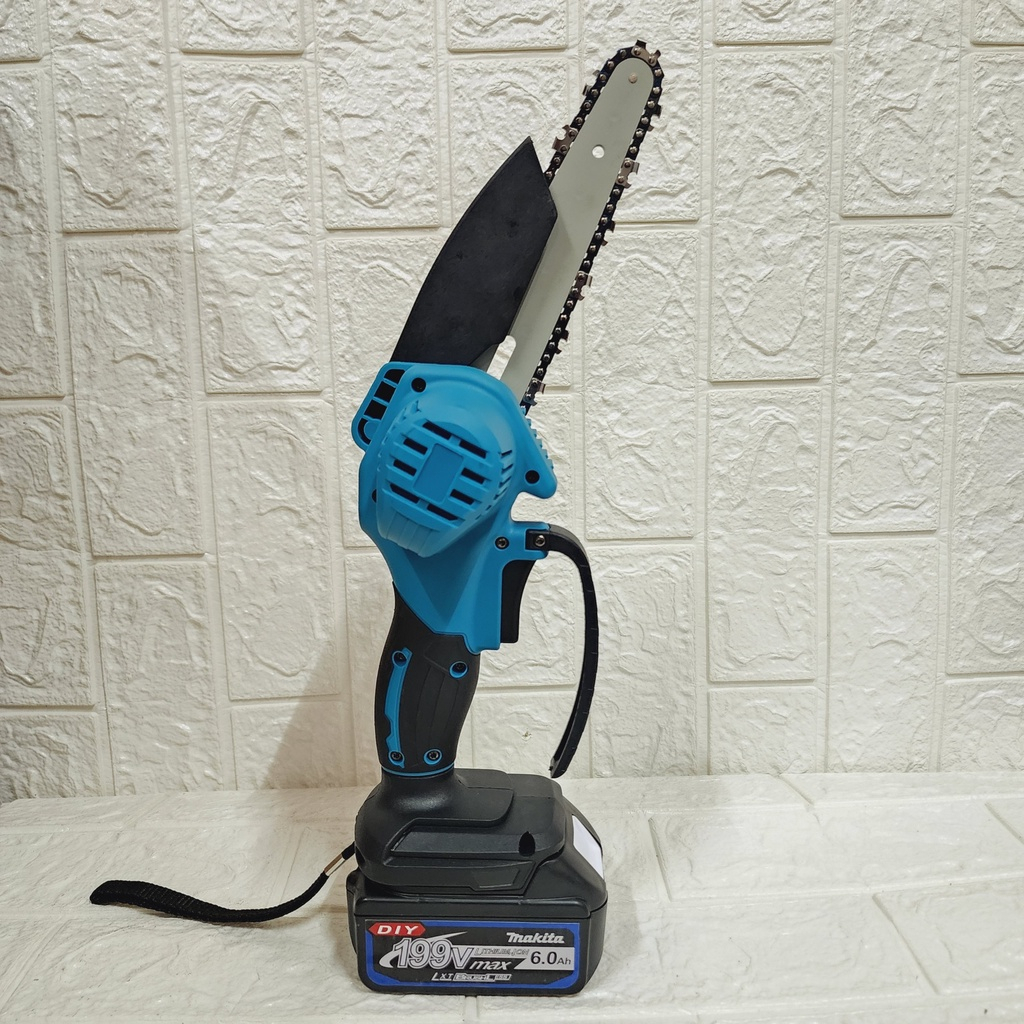 Máy cưa xích pin Makita 199V, máy cưa xích cầm tay mini makita Lam xích dài 18cm , lõi đồng 100%, pin 10 cell
