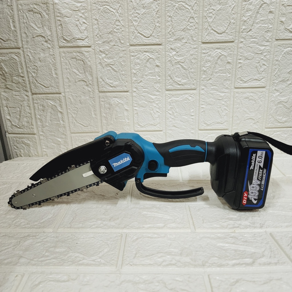 Máy cưa xích pin Makita 199V, máy cưa xích cầm tay mini makita Lam xích dài 18cm , lõi đồng 100%, pin 10 cell