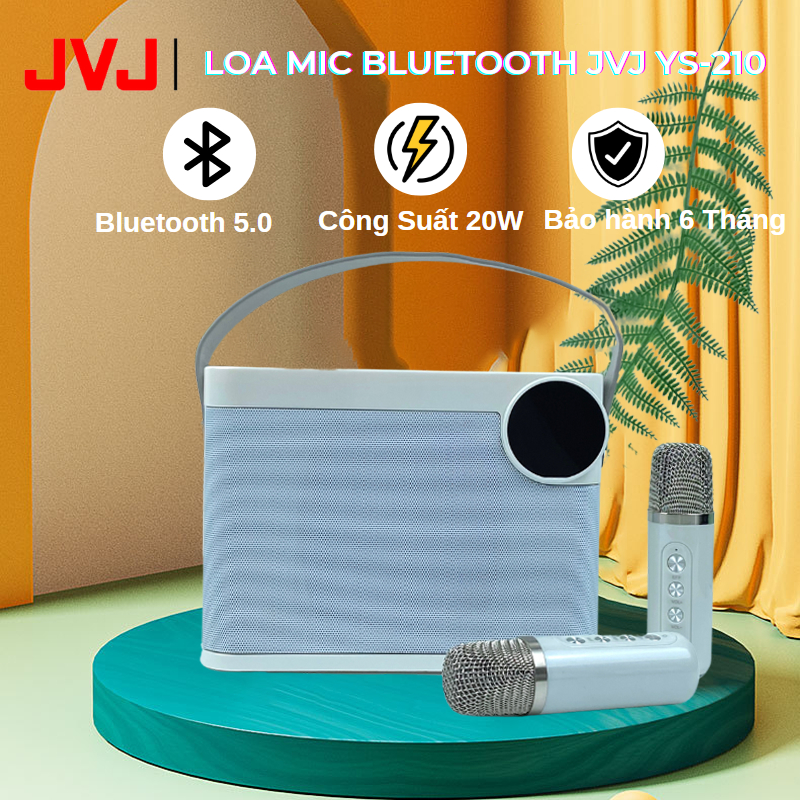 Loa bluetooth karaoke kèm 2 mic JVJ YS-210 Không dây, kèm 02 mic hát công suất lớn 20W - Bảo hành chính hãng 06 Tháng