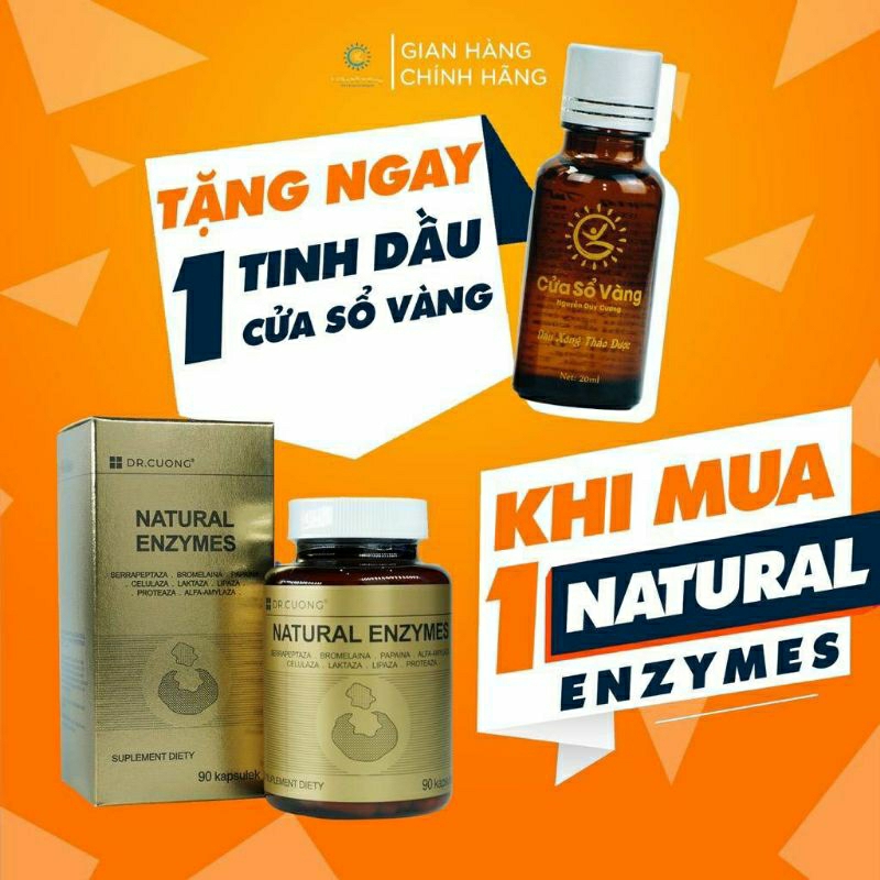 Natural Enzymes tặng 1 tinh dầu xông cửa sổ vàng - Thực phẩm bảo vệ sức khỏe (90 viên/hộp)