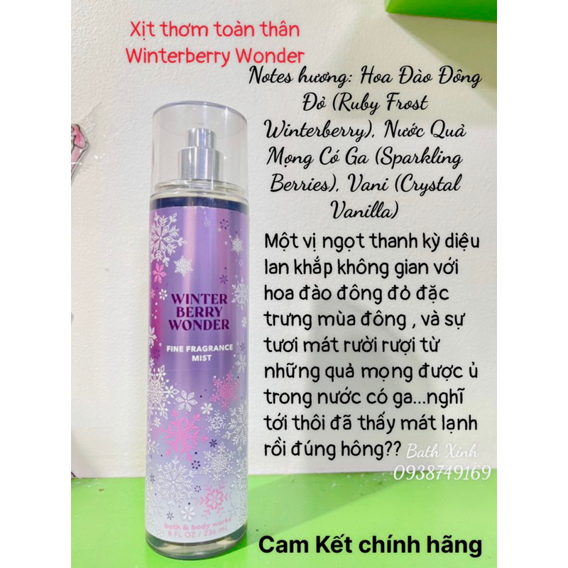 Winterberry Wonder xịt thơm toàn thân bath body works 236ml