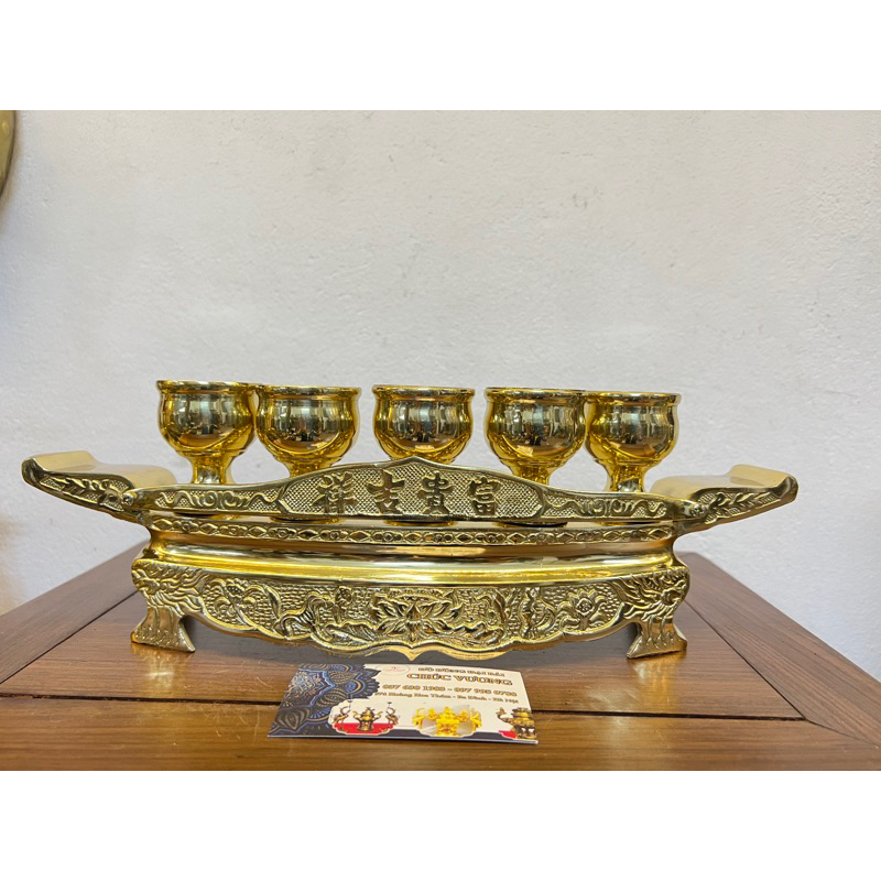 Bộ Khay chén Bằng đồng +5 chén bằng đồng nguyên chất