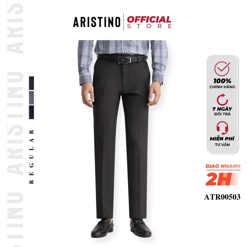Quần âu nam công sở cao cấp ARISTINO ATR00503 dáng suông ống đứng vải mềm dệt dobby co giãn nhẹ không nhăn không xù