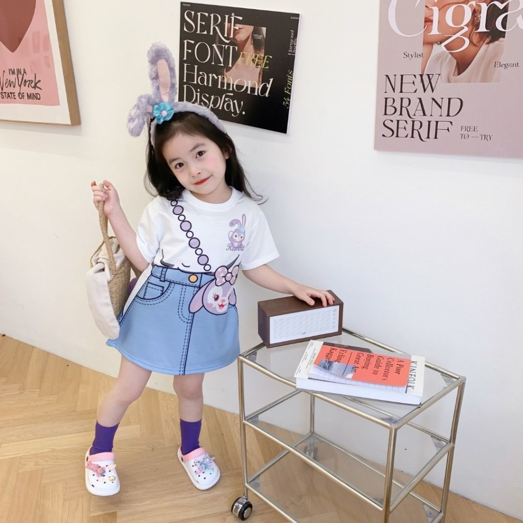 BabyBooFashion Váy liền bé gái in họa tiết hoạt hình cực dễ thương 10-28kg chất liệu thun cotton B03