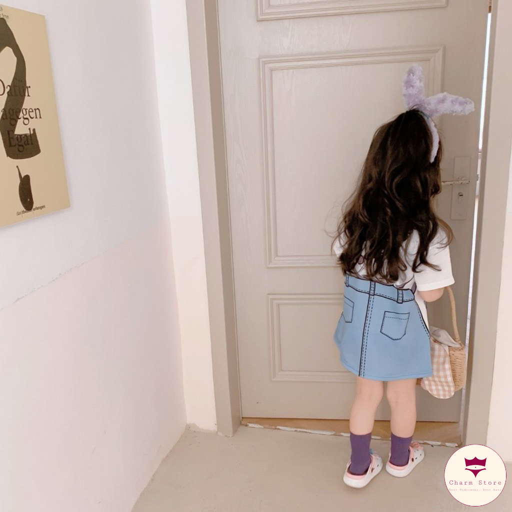 BabyBooFashion Váy liền bé gái in họa tiết hoạt hình cực dễ thương 10-28kg chất liệu thun cotton B03