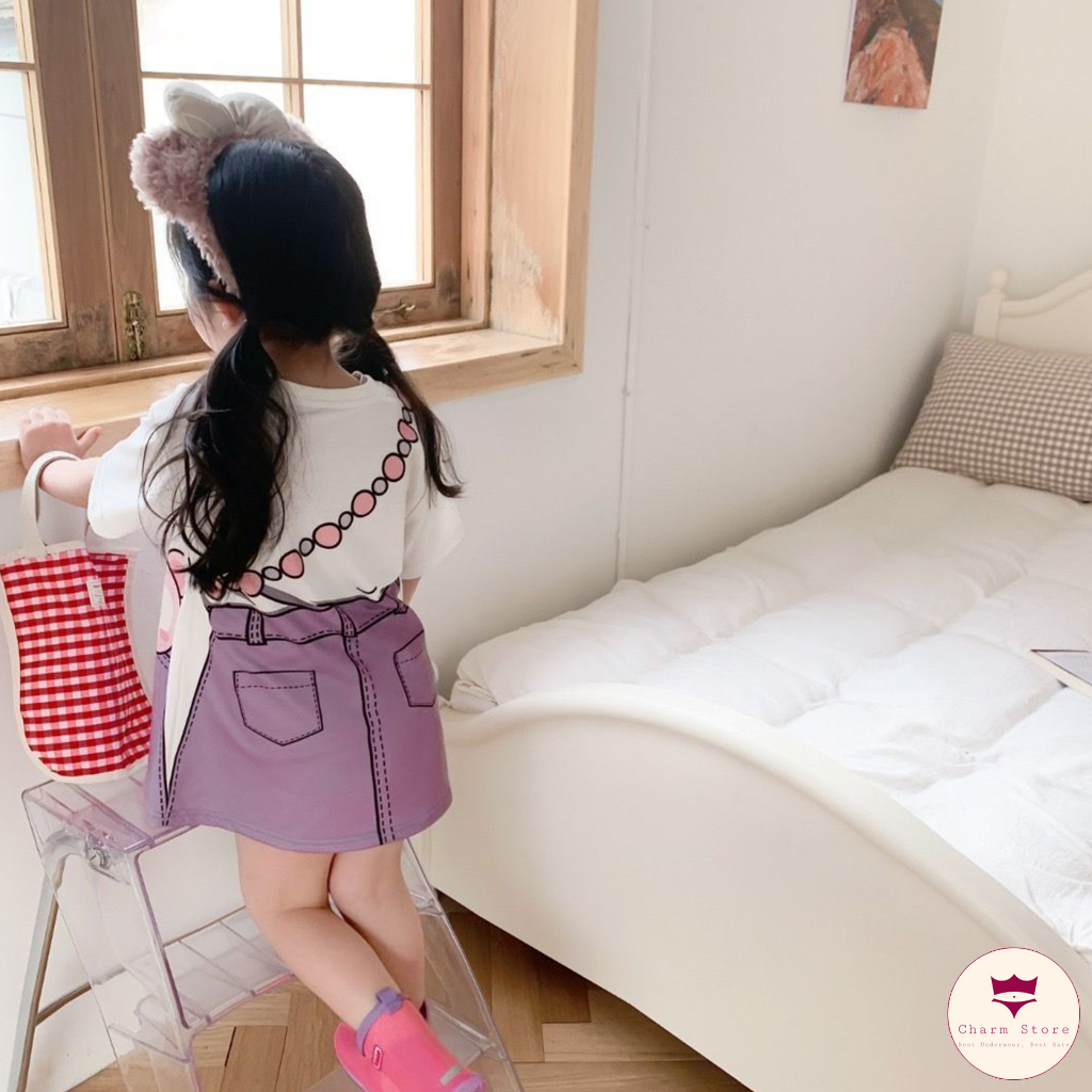 BabyBooFashion Váy liền bé gái in họa tiết hoạt hình cực dễ thương 10-28kg chất liệu thun cotton B03