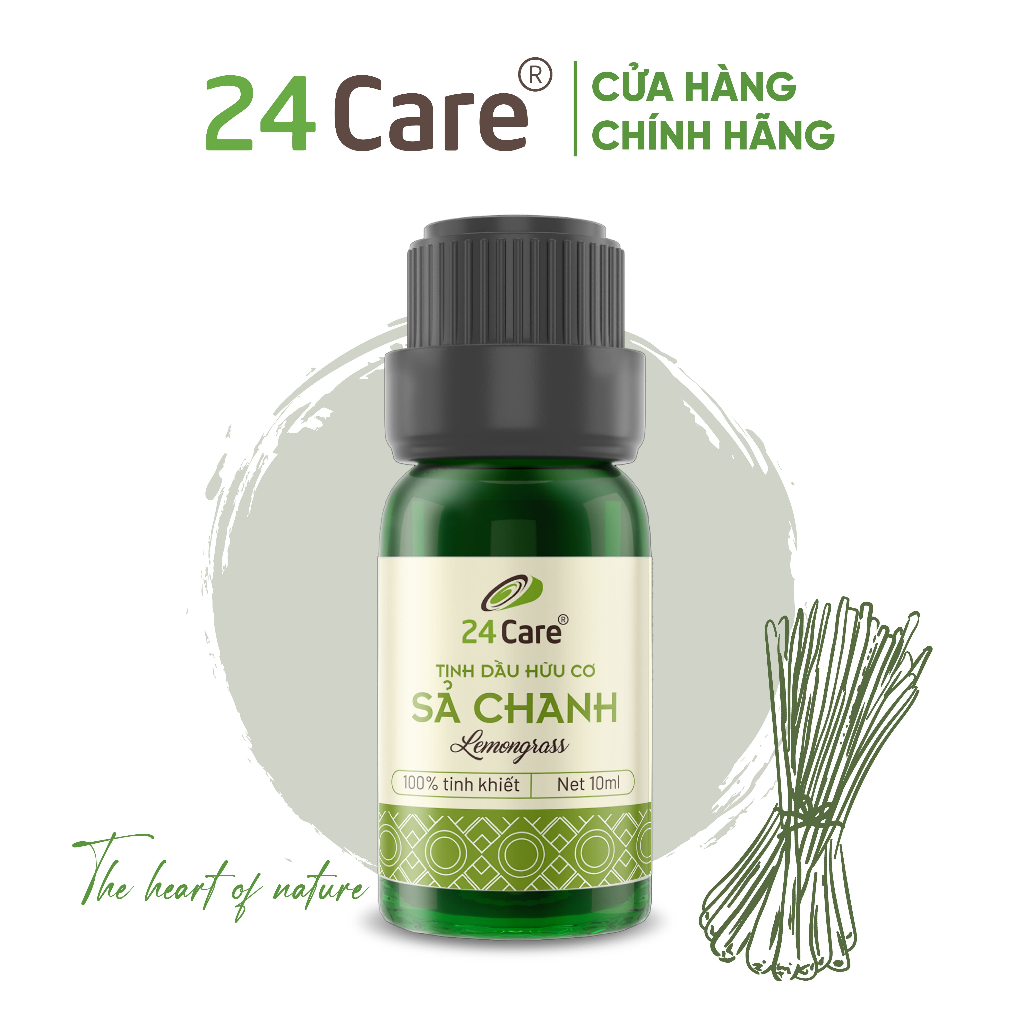 Tinh dầu Sả Chanh 24Care 10ML/50ML/100ML - xông phòng, khử mùi, thư giãn