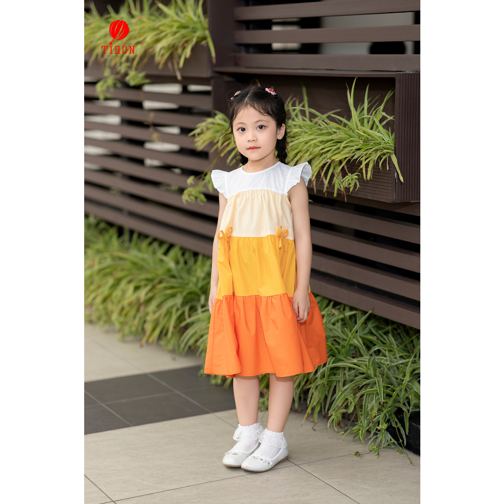 Váy bé gái TIHON phong cách Hàn Quốc phối màu cực xinh cho trẻ từ 3 đến 14 tuổi VT0750364