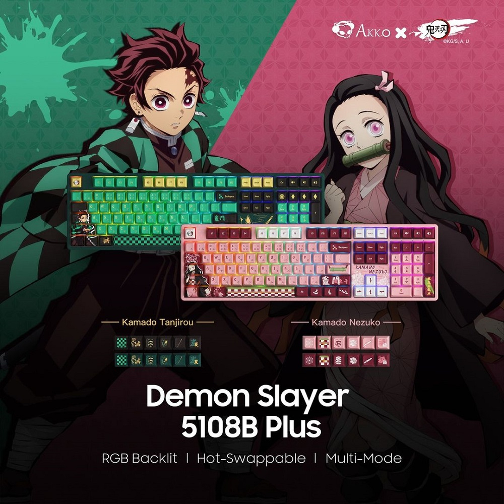 Bàn phím cơ Akko 5108B Demon Slayer (Kimetsu Yaiba) - Nezuko &amp; Tanjirou (Multi-modes / Hotswap / RGB / Crystal Switch)