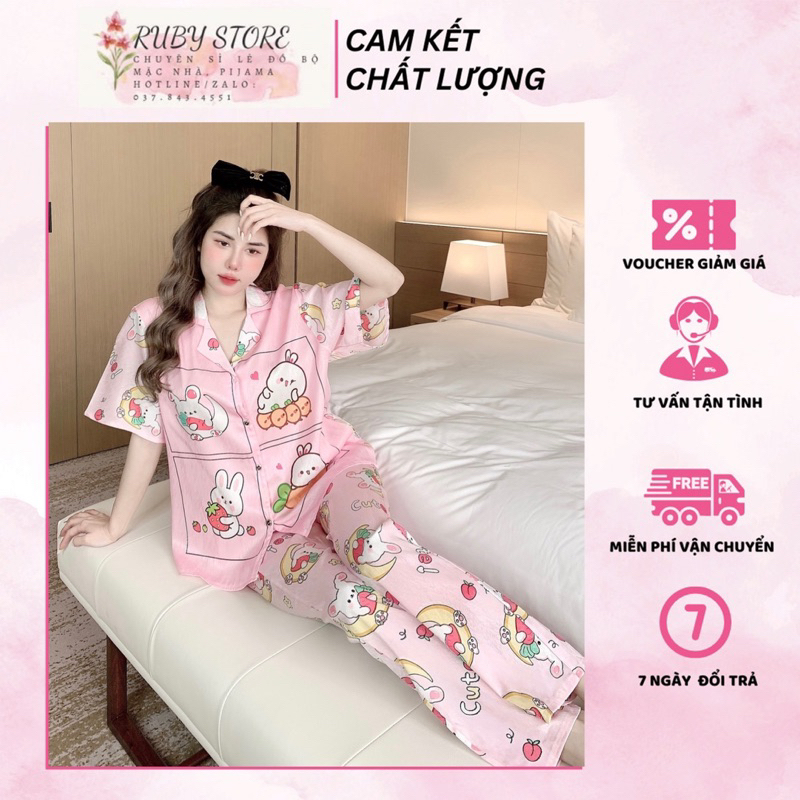 Đồ Bộ Tay Bigsize Tay Ngắn - Quần Dài 60-75kg, Đồ Bộ Mặc Nhà - Ruby Store