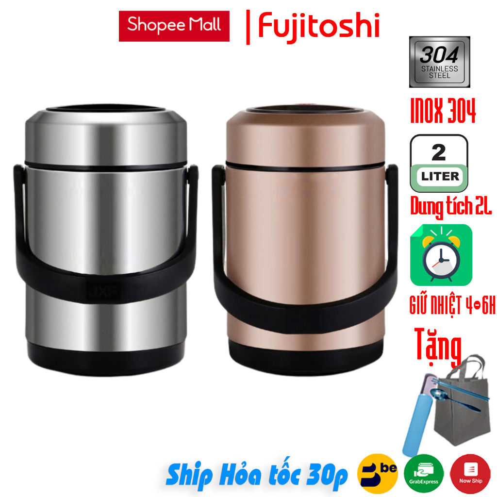 Hộp đựng cơm giữ nhiệt 3 tầng 3 khay Fujitoshi GN3T đựng cơm đồ ăn giữ nhiệt 4 - 6H