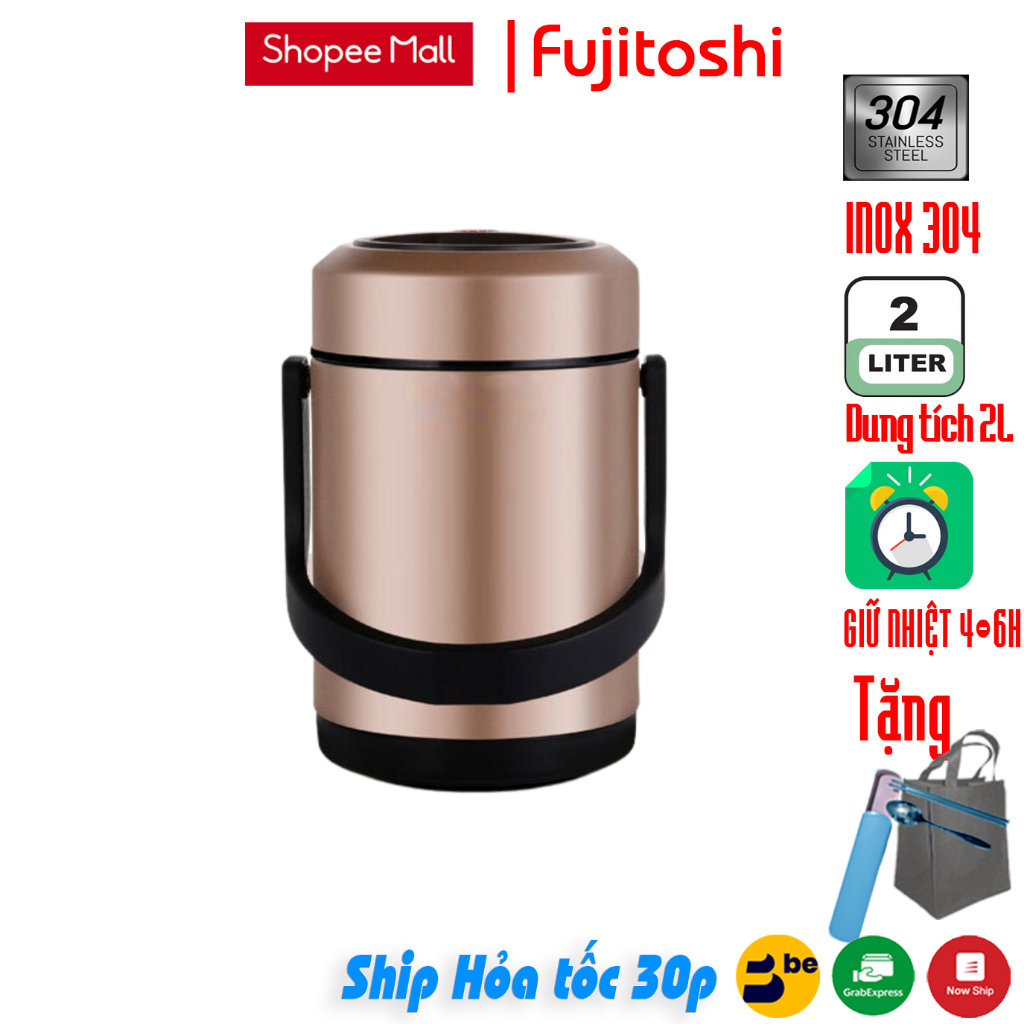 Hộp đựng cơm giữ nhiệt 3 tầng 3 khay Fujitoshi GN3T đựng cơm đồ ăn giữ nhiệt 4 - 6H