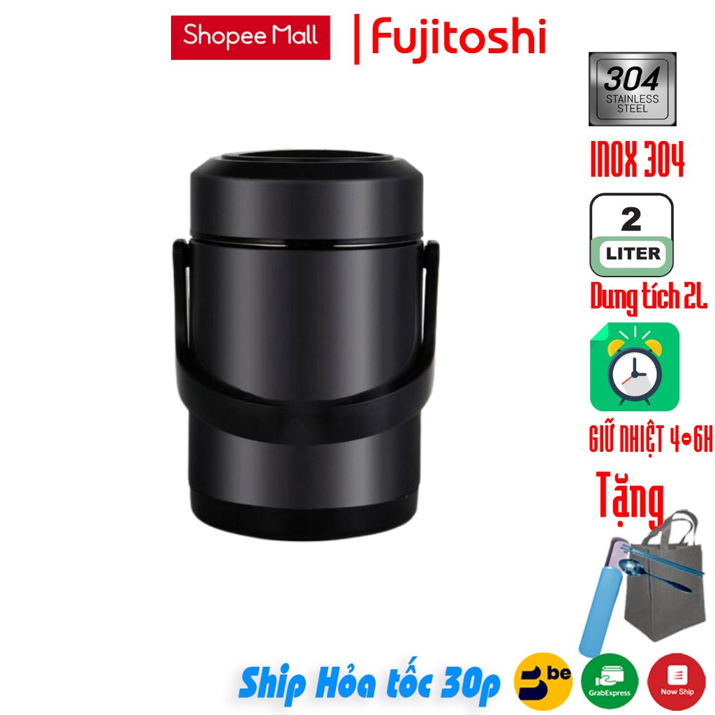 Hộp đựng cơm giữ nhiệt 3 tầng 3 khay Fujitoshi GN3T đựng cơm đồ ăn giữ nhiệt 4 - 6H