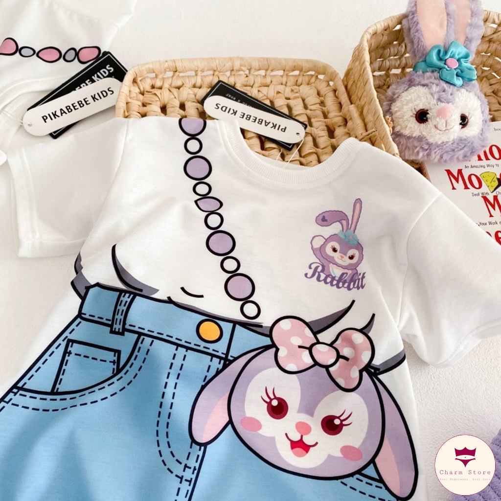 BabyBooFashion Váy liền bé gái in họa tiết hoạt hình cực dễ thương 10-28kg chất liệu thun cotton B03