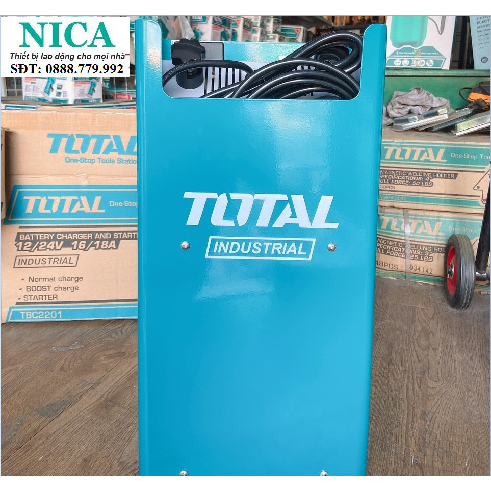 Máy sạc bình điện ắc qui TOTAL TBC2201 Thiết bị sạc bình Điện áp vào 12/24V Dòng điện định mức 16/18A