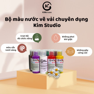 BỘ MÀU NƯỚC VẼ VẢI CHUYÊN DỤNG/ KIMSTUDIO/ DUNG TÍCH CHAI 70ML/MÀU VẼ VẢI GIẶT KHÔNG PHAI