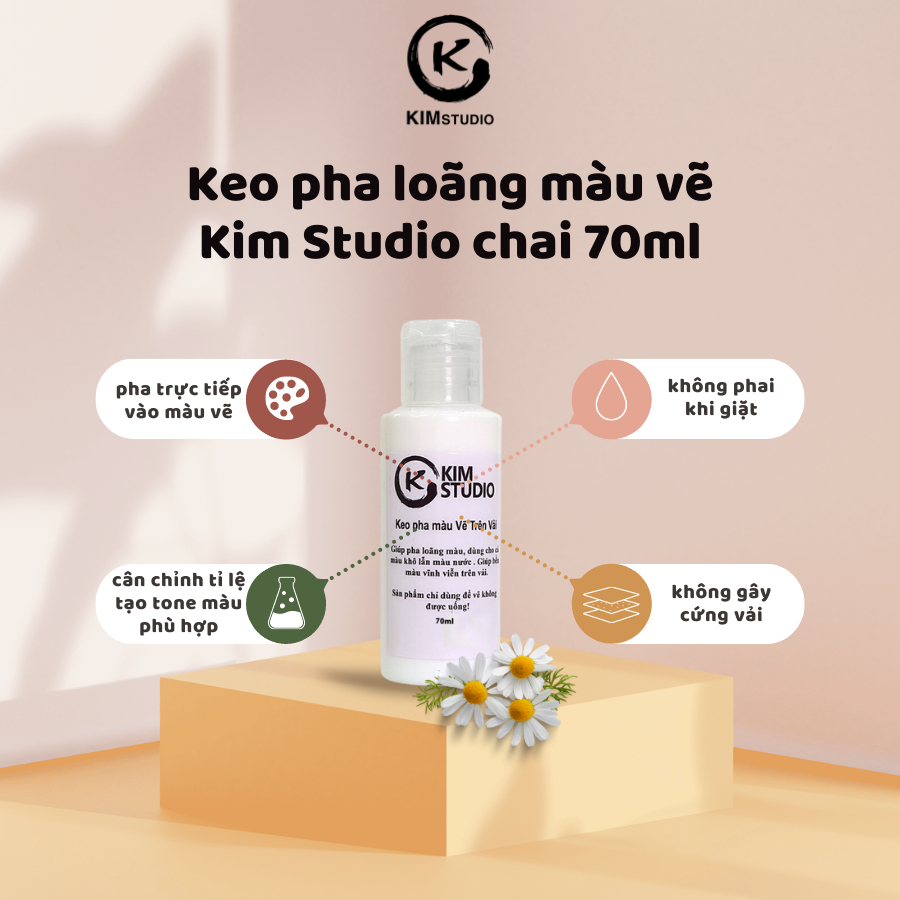 KEO PHA LOÃNG/ KEO PHA MÀU CHUYÊN DỤNG VẼ VẢI 70ML KIM STUDIO