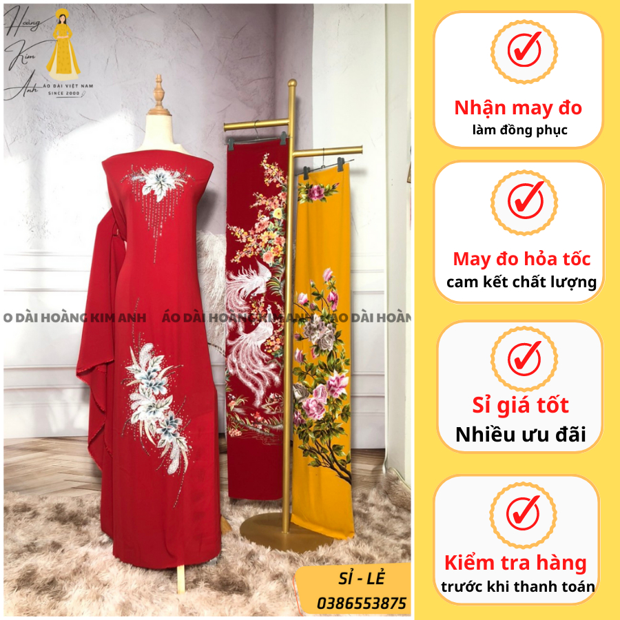 Vải may áo dài cho bà sui lụa Tơ Ý thêu hoa nổi đẹp cao cấp sang trọng mẫu truyền thống trung niên nhiều màu -Lụa Tơ Ý 2