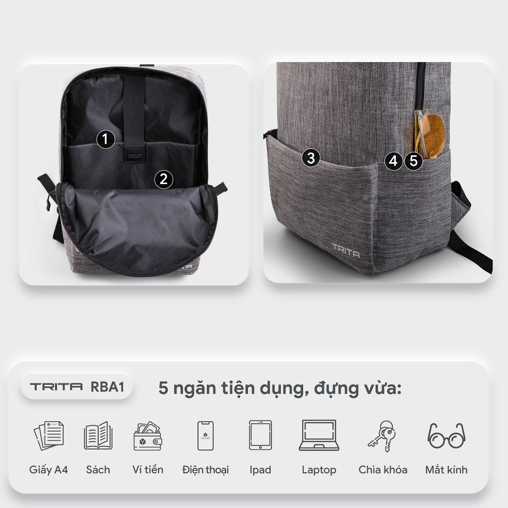 Balo vải phối ngăn tiện lợi Trita RBA1
