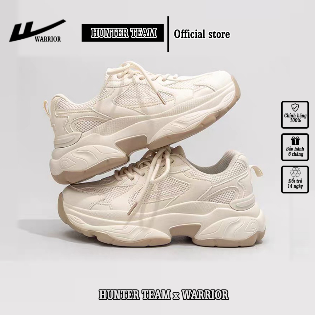 Giày Thể Thao Nữ Chính Hãng Warrior Đế Chunky Cá Tính Phong Cách Hàn Quốc - W011KEM (Màu Kem)