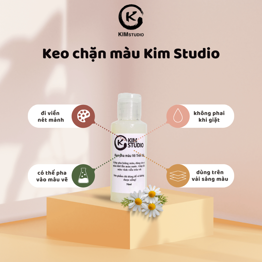 Keo chặn màu/Vũ khí bí mật trong vẽ vải/ Dung tích 70ml Kim studio