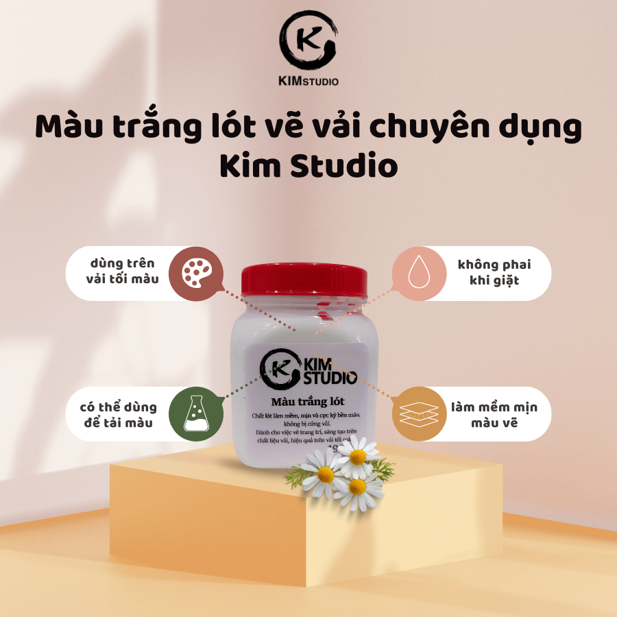 MÀU/ MÀU VẼ/ MÀU TRẮNG LÓT VẼ VẢI CHUYÊN DỤNG 190ML KIM STUDIO