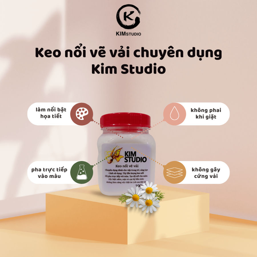 KEO NỐI VẼ VẢI CHUYÊN DỤNG 190gr KIM STUDIO/ ĐI VIỀN NỔI