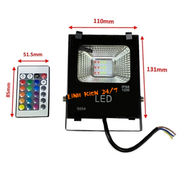Đèn Pha Led Outdoor Light Đổi Màu 10W Có Điều Khiển Từ Xa