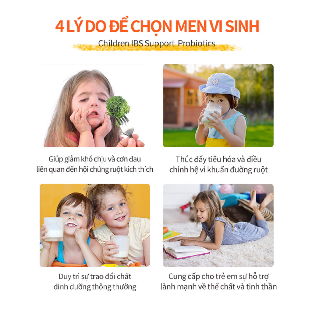 Men vi sinh giảm kích thích đường ruột cho bé 3 - 12 tuổi Life Space Childrens IBS Support - 60g- Hàng chính hãng