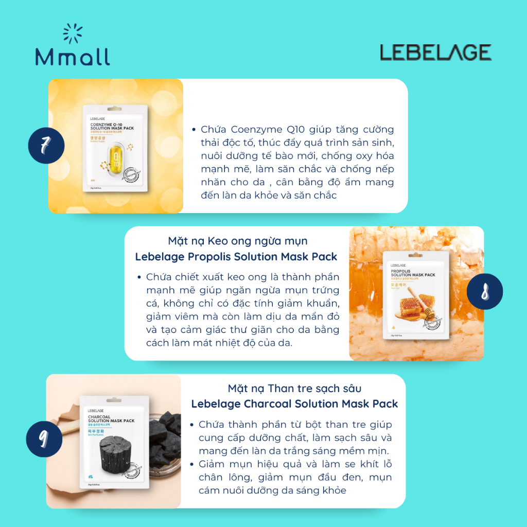 Mặt nạ giấy Lebelage Solution Mask Pack Hàn Quốc trắng da cấp ẩm giảm mụn phục hồi da | Mmall_vn