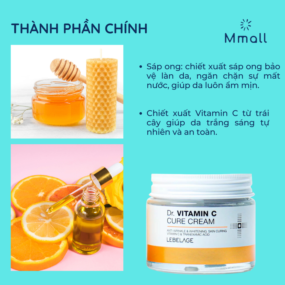 Kem trắng da Lebelage Dr. Vitamin C Cure Cream dưỡng trắng da mặt từ Vitamin C và tranexamic acid 70ml | Mmall_vn
