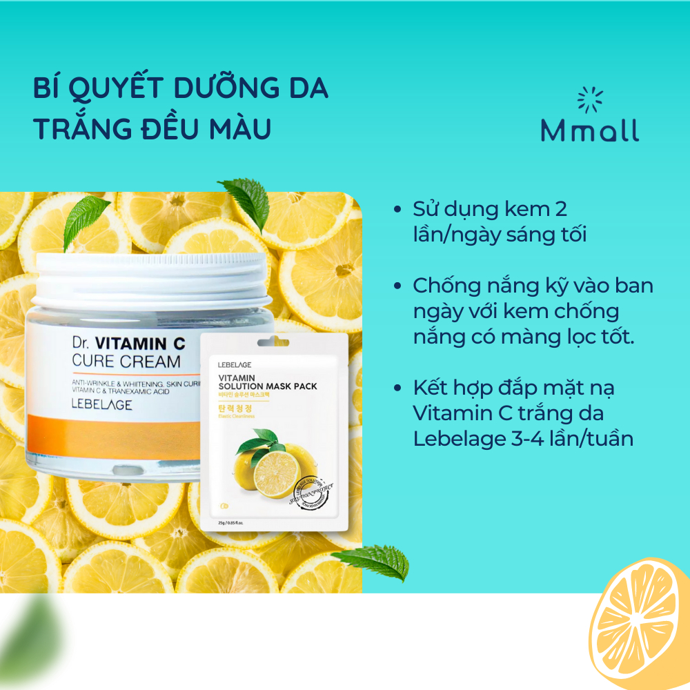 Kem trắng da Lebelage Dr. Vitamin C Cure Cream dưỡng trắng da mặt từ Vitamin C và tranexamic acid 70ml | Mmall_vn