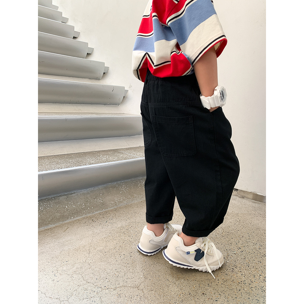 ambbkids2023 Quần Thô Dài Ống Đứng Mùa Hè Cho Bé Trai Bé Gái, Quần Mỏng Nhẹ Trơn Màu Nhẹ Nhàng Mùa Hè Năng Động