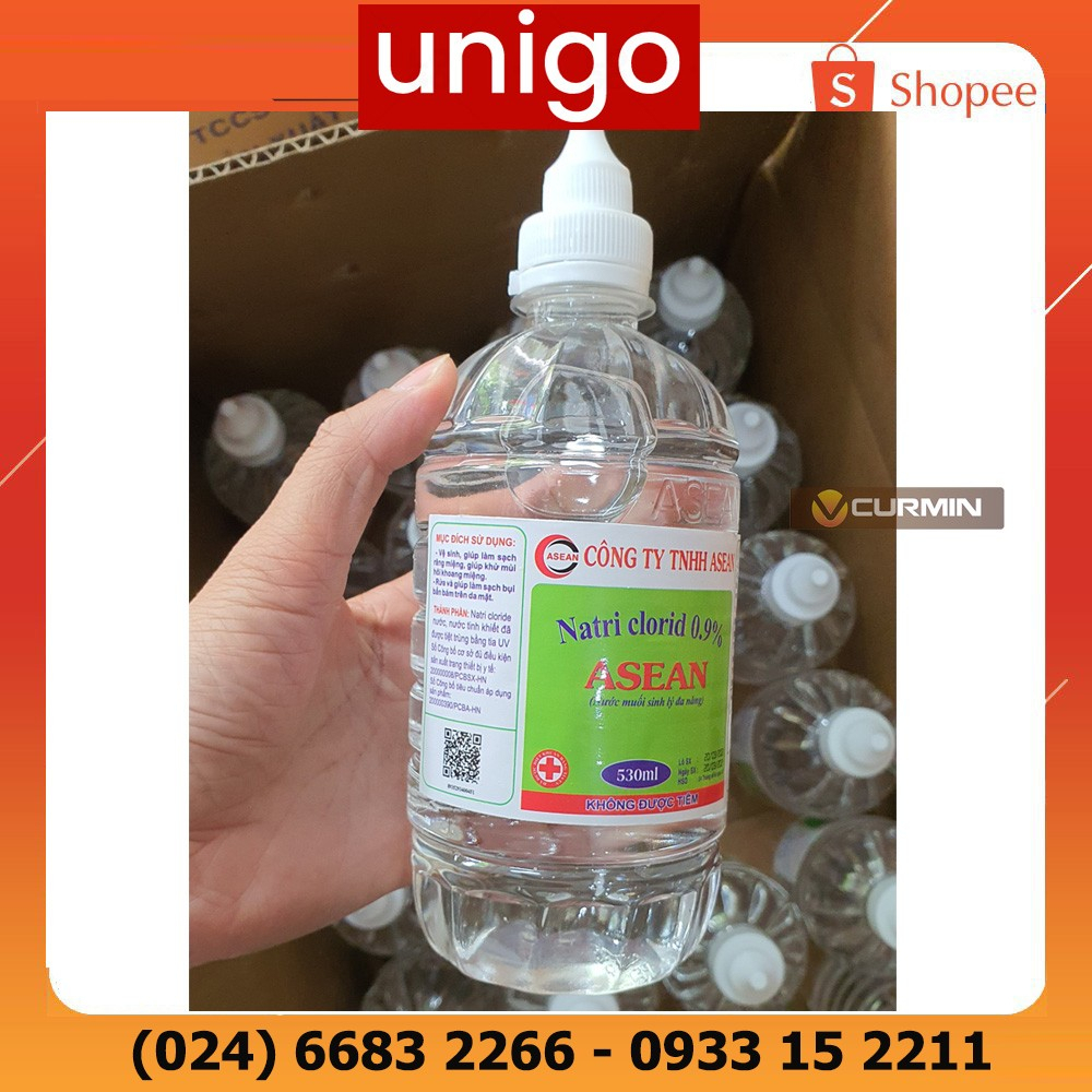 Nước muối sinh lý Asean Natriclorid 0.9% Chai 530ML