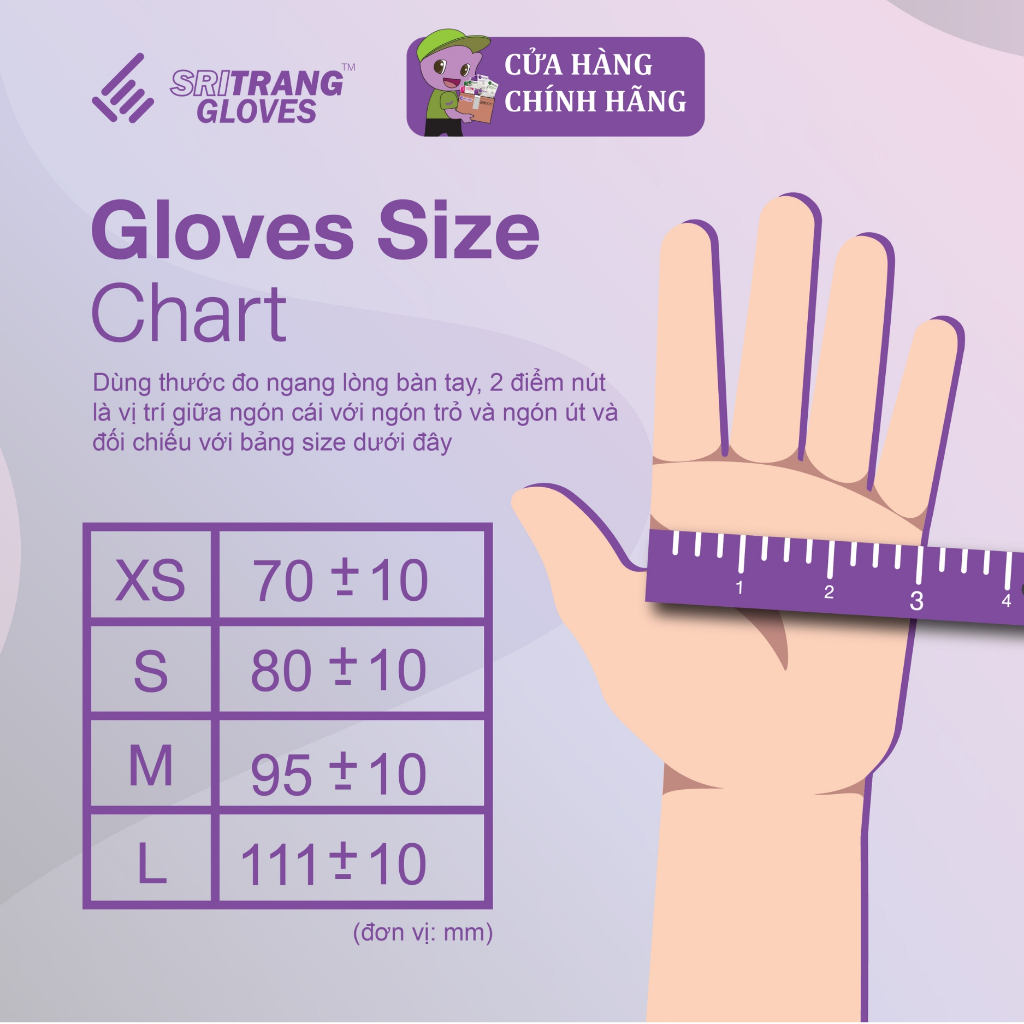 Găng tay Sri Trang Latex Có Bột 5.8g 100 chiếc/hộp