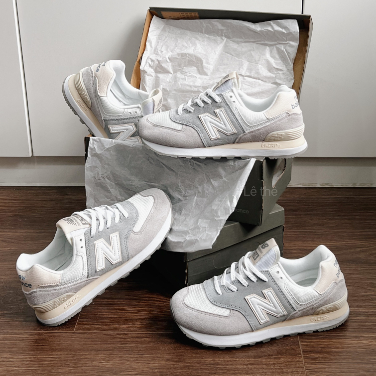 Giày Sneaker NB New Balance 574 ‘Light Slate' (WL574LBR) xám vàng full box