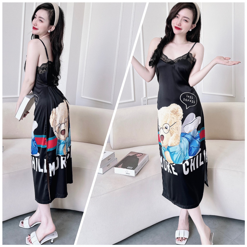 Váy ngủ 2 dây lụa latin siêu mịn mềm mát freesize dưới 65kg MY STORE | BigBuy360 - bigbuy360.vn