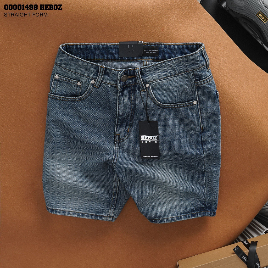 Quần short jean suông Heboz 4M, chất bò denim, dáng suông thoải mái - 00001498
