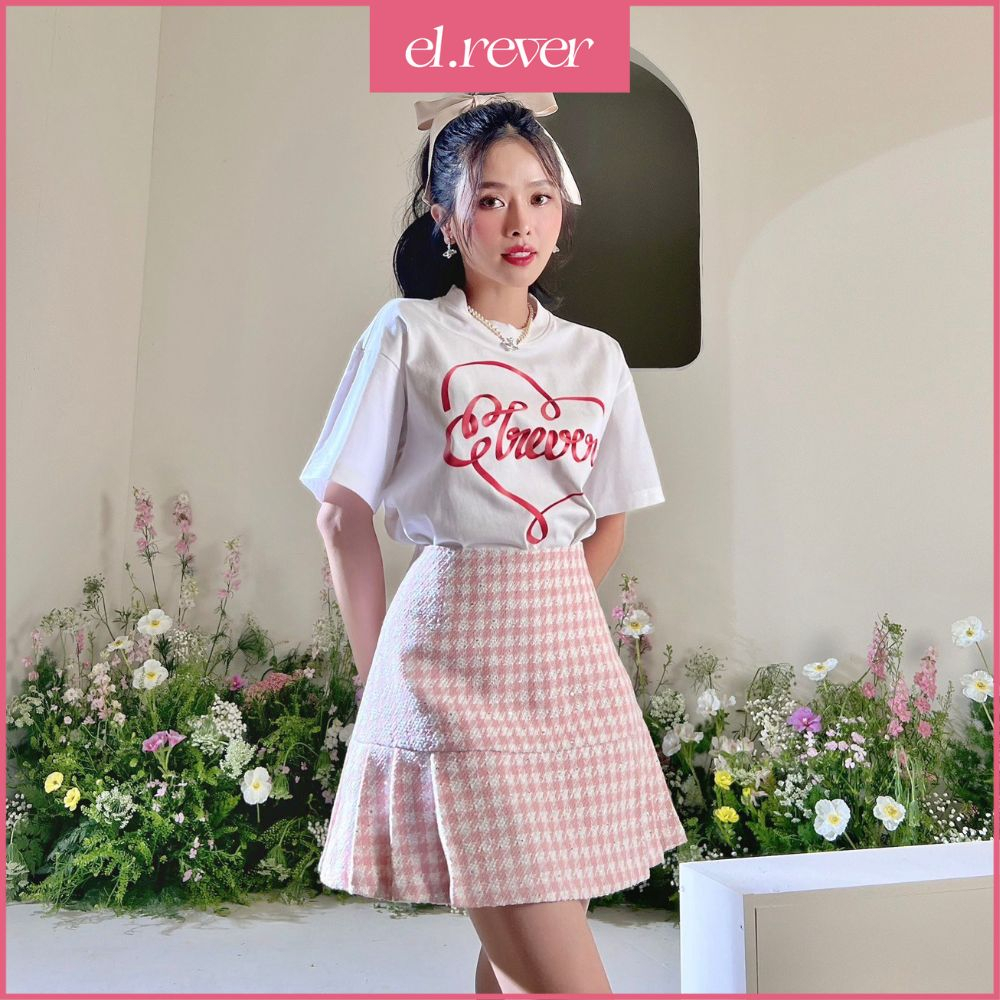 ELRÊVER - Áo thun nữ 100% cotton họa tiết trái tim chữ EL.RÊVER - Màu trắng - 0223T01