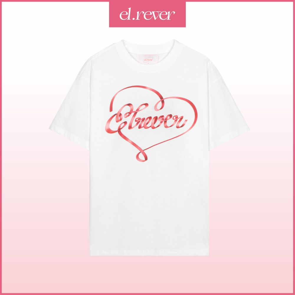 ELRÊVER - Áo thun nữ 100% cotton họa tiết trái tim chữ EL.RÊVER - Màu trắng - 0223T01