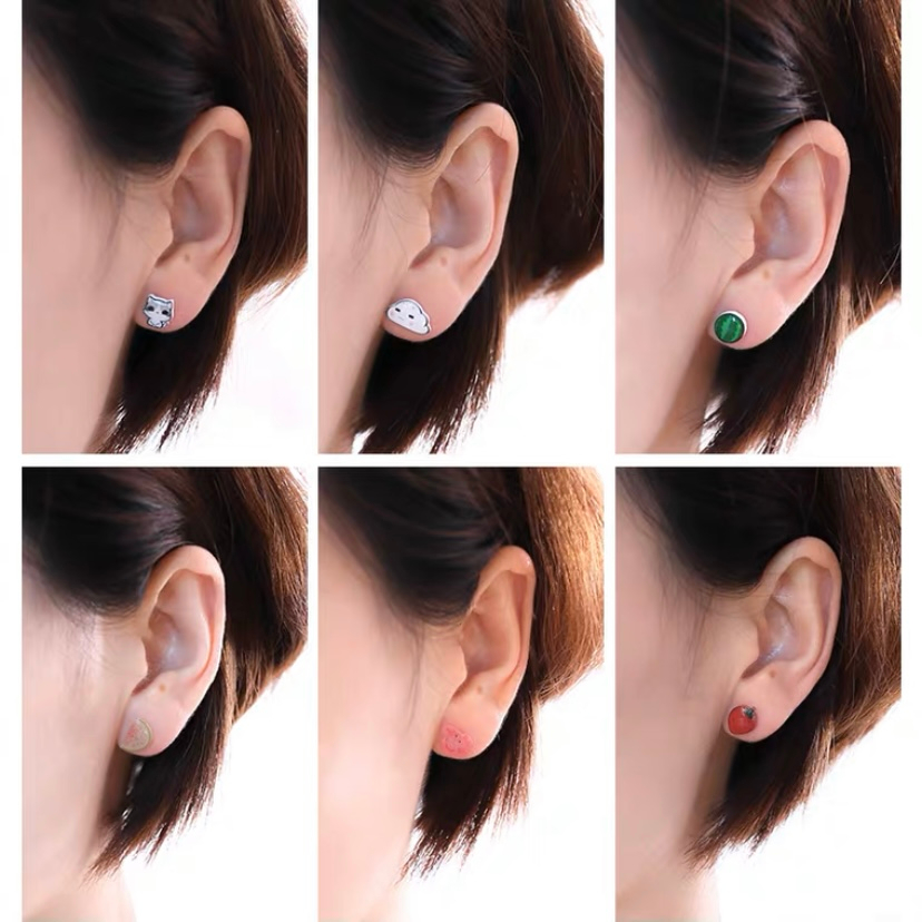 Bông tai hoạt hình, trái cây chuôi nhựa cực xinh