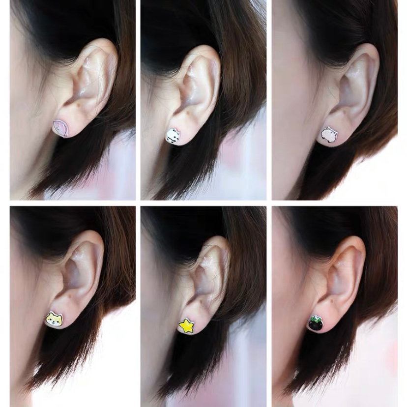 Bông tai hoạt hình, trái cây chuôi nhựa cực xinh