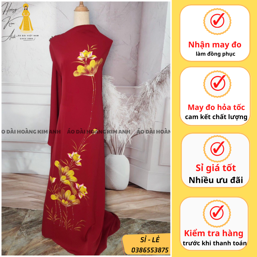 VẢI MAY ÁO DÀI LỤA BẢO ANH VẼ HOA SƠN MÀI ĐỘC ĐÁO CHO BÀ SUI, HÀNG THIẾT KẾ CAO CẤP CÓ SỈ LẺ - MẪU LỤA BẢO ANH 1