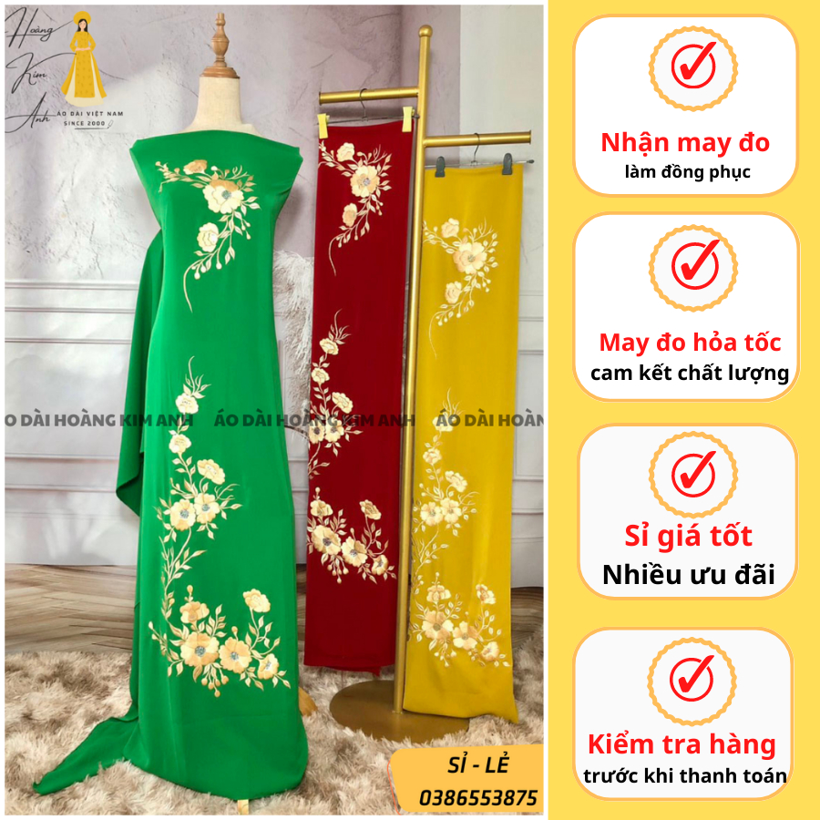 VẢI ÁO DÀI LỤA BẢO ANH THÊU HOA MAY ÁO DÀI ĐẸP ĐỘC ĐÁO CHO BÀ SUI, HÀNG THIẾT KẾ CAO CẤP CÓ SỈ LẺ - MẪU LỤA BẢO ANH 1