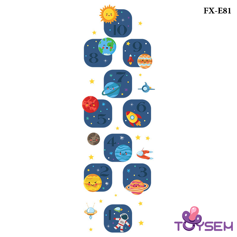 Decal dán sàn nhà trò chơi nhảy lò cò Toysem mẫu hành tinh FX-E81, E85 theo ô từ 1 đến 10 - Quà tặng sinh nhật cho bé