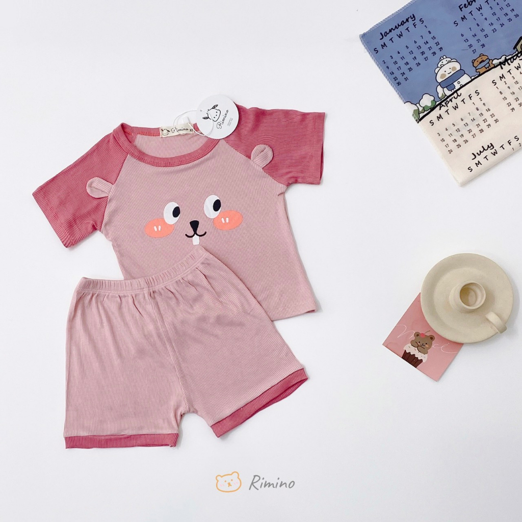 Bộ Cộc Tay Thun Lạnh In Hình Gấu Cho Bé Trai, Bé Gái Size 8-18 kg